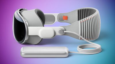 Apple Vision Pro с функция за батерия в лилаво синьо